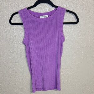 Zenana Outfitters Purple Ribbed Sleeveless Tank Top